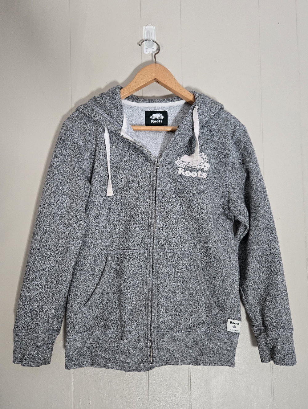 Roots Full Zip Up Hoodies Gray Marled XS